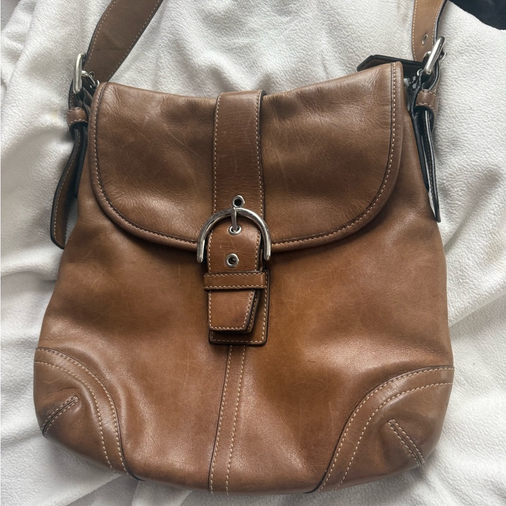 Coach Tan Leather Shoulder Bag - Picture 2 of 6